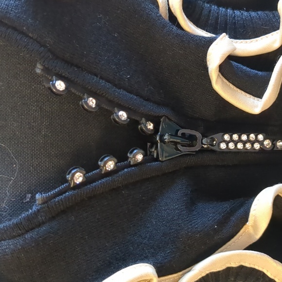 💎BELLDINI Black/Champagne Rhinestone Cardigan Top - S - Picture 3 of 14